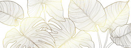 Золотые листья на светлом фоне