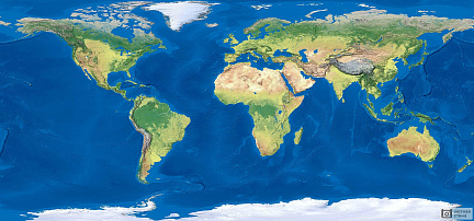 Географическая карта мира со спутника летом
