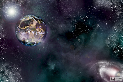 Цифровая иллюстрация планеты в космическом пространстве