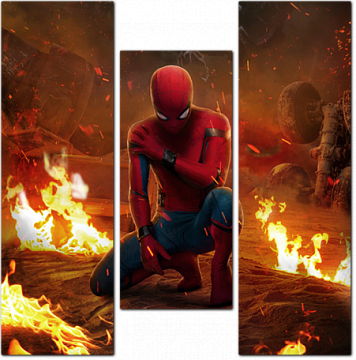 Человек-Паук  на фоне огня