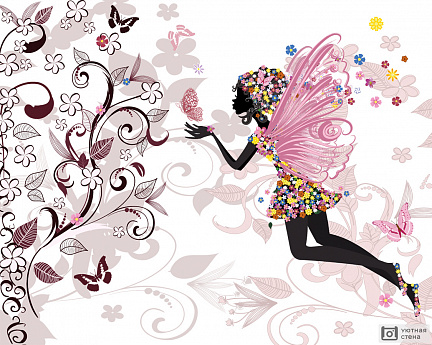 Цветочная фея с бабочками