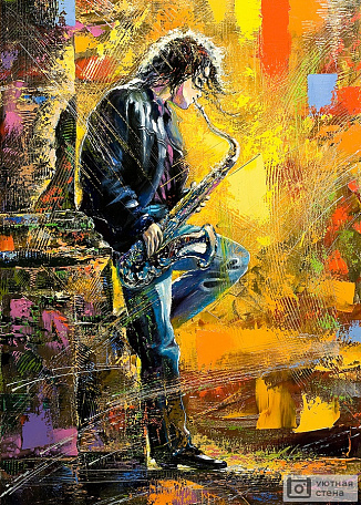 Молодой парень играет на саксофоне