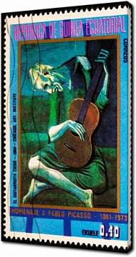 Почтовая марка "Старый гитарист", Пикассо