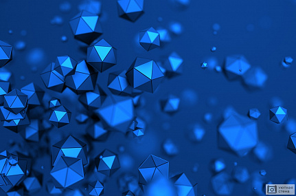 Фон с синими кристаллами 3D