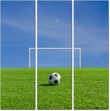 Футбольный мяч на зеленом поле