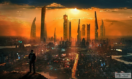 Фотообои Рассвет фантастического города будущего