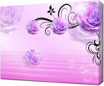 3D пурпурные розы и мыльные пузыри