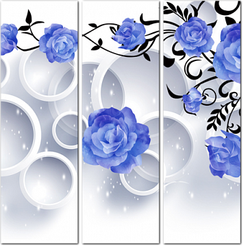 3D ветка синих роз