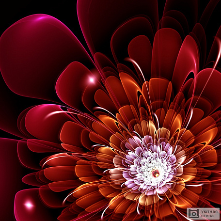 Красный абстрактный цветок 3D