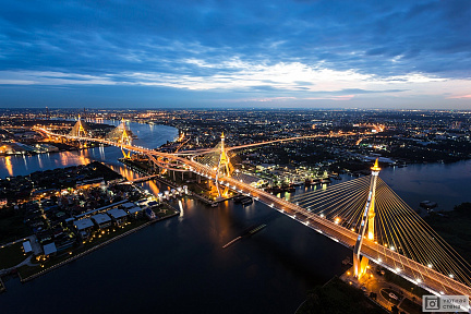 Фотообои Мосты Бангкока, Таиланд, ночной мегаполис