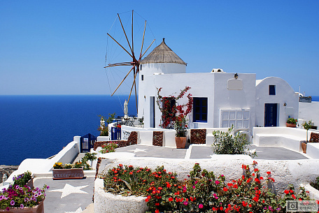 Фотообои Ветряная мельница на острове Санторини, Греция