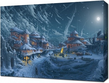 Зимняя деревня в фантастическом мире