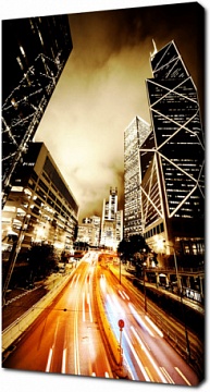 Движение автомобилей по ночному Гонконгу