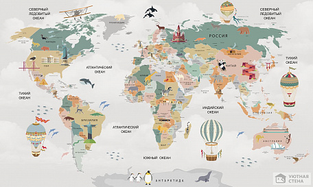 Карта мира с достопримечательностями