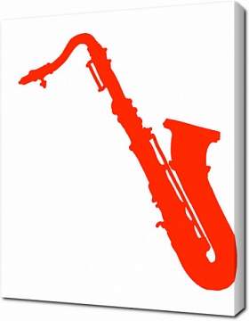 Красный саксофон на белом фоне