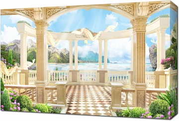 Античная терраса с видом на море