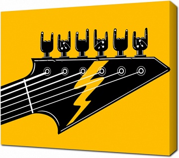 Гриф гитары на желтом фоне