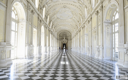 Зал королевского дворца Венария в Турине. Италия