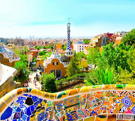 Фотообои Вид на Барселону с террасы парка Гуэль. Испания