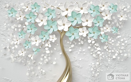 3D Дерево с белыми цветами