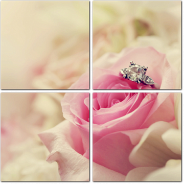 Обручальное кольцо на бутоне розы