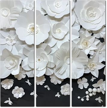 Белые 3D цветы