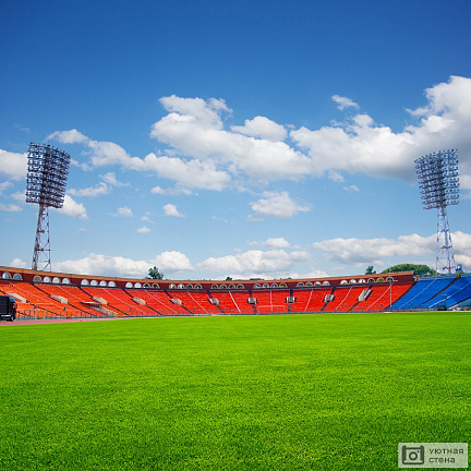 Пустое зеленое поле стадиона