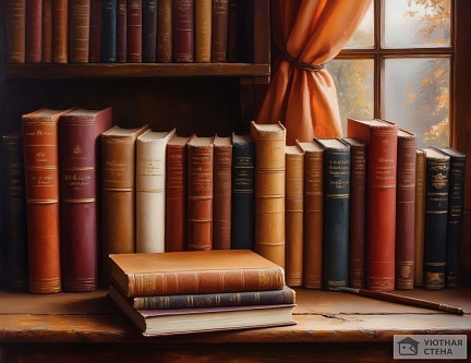 Винтажные книги в терракотовых полутонах