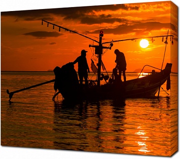 Рыбаки в умиротворяющем закате