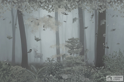 Сумерки в туманном лесу