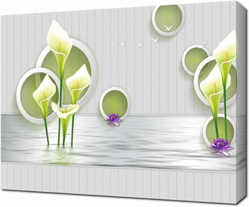 3D белые лилии