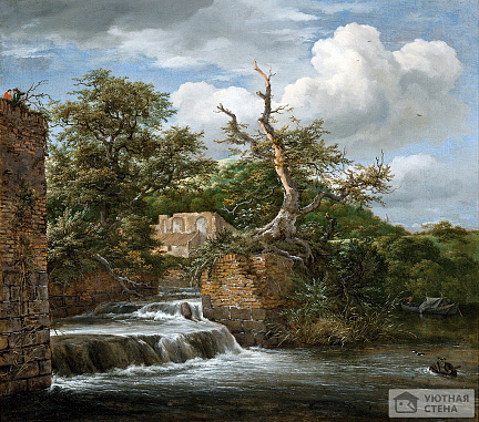 Якоб ван Рейсдал — Пейзаж с мельничным ходом и развалинами