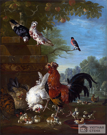Питер Кастильс II — Домашний петух, куры и цыплят в парке