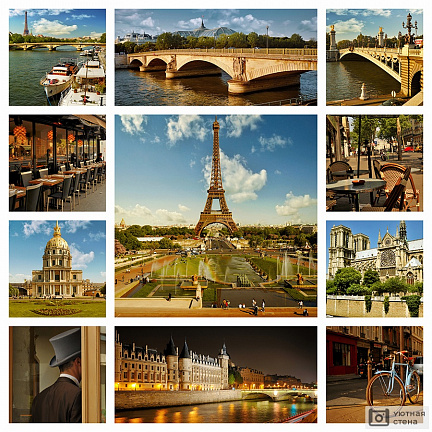 Фотообои Коллаж с видами Парижа. Франция