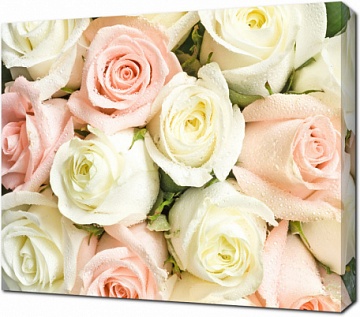 Букет из розовых и белых роз