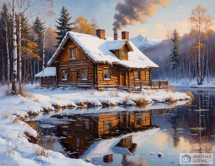 Деревенский домик зимой