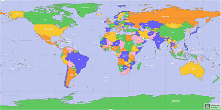 Цветная политическая карта мира