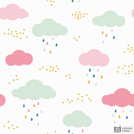 Розовые облака с разноцветным дождем