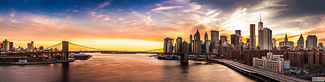 Панорама Бруклинского моста на закате