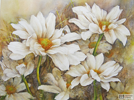 Рисунок с белыми цветами