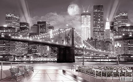 Фотообои Бруклинский мост ночью