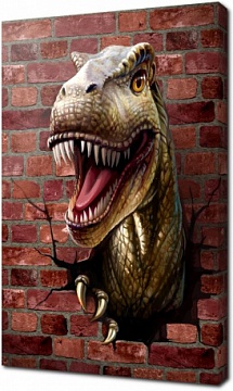 Динозавр пробивающий стену