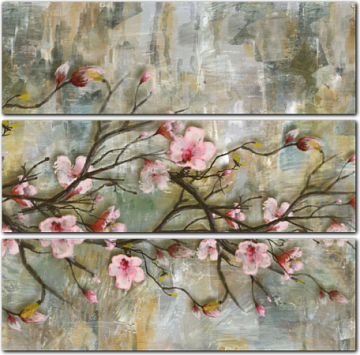 Цветущие ветки сакуры на абстрактном фоне