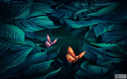 3D бабочки в ночи