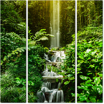 Тропический водопад освещенный солнцем