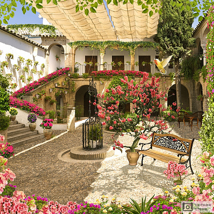 Уютный дворик с цветами