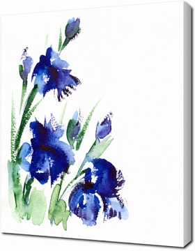 Синие акварельные цветы