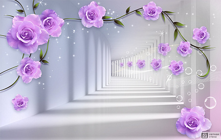 3D туннель с розами