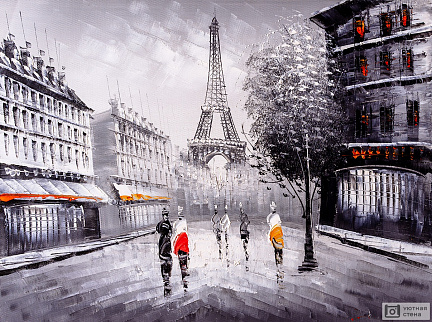Улицы Парижа. Картина маслом
