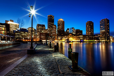 Фотообои Набережная ночного Бостона. США